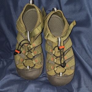Keen Olive Green Sandals with Black and Orange Accents